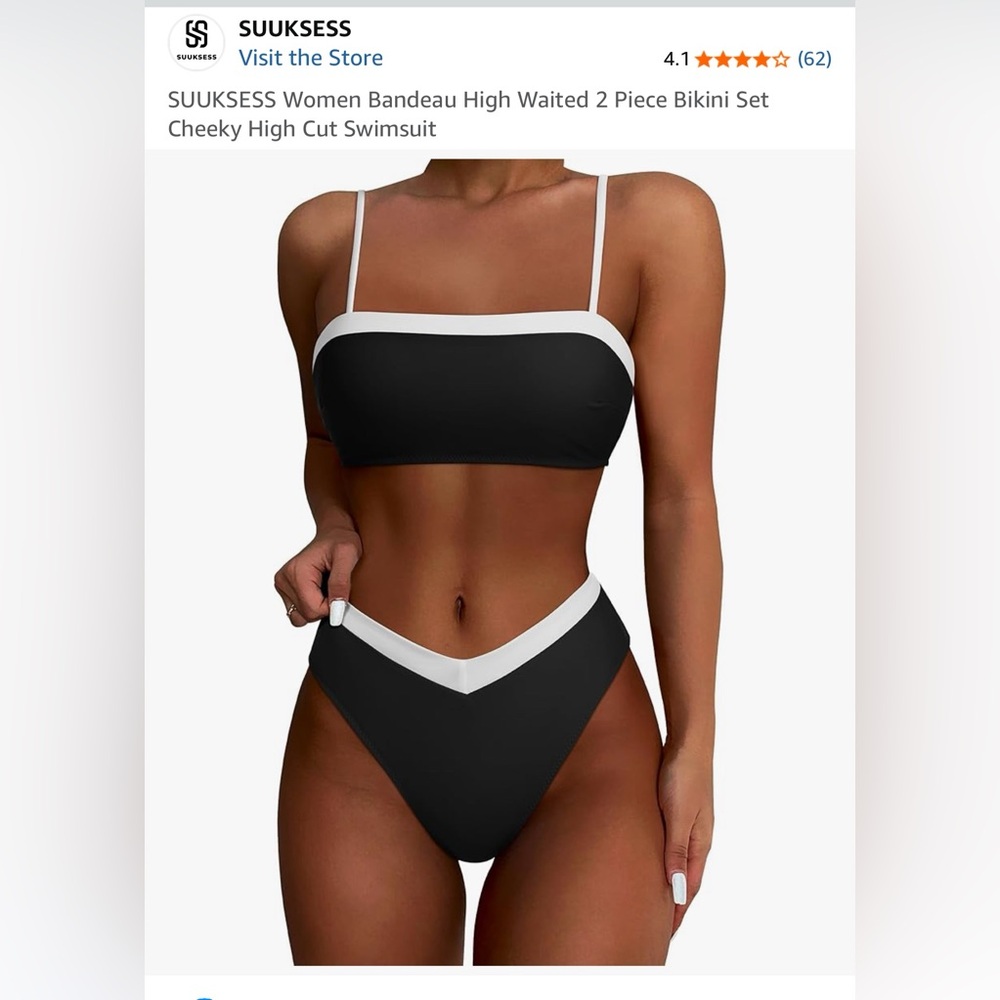 Black and White Women's Bikini Set